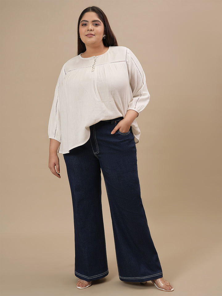 Plus Size Women’s Bootcut Stretch Jeans - Blue