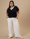 Blue Plus Size Collar T-Shirt