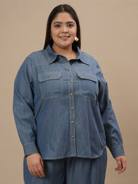 Blue Plus Size Denim Shirt