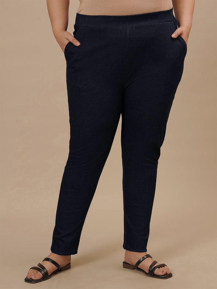 Plus Size Women’s Skinny Fit Stretch Denim Jeggings - Blue