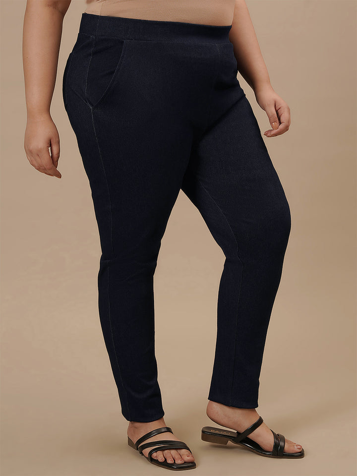 Plus Size Women’s Skinny Fit Stretch Denim Jeggings - Blue
