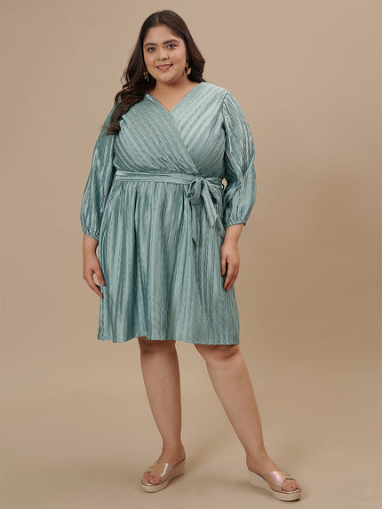Blue Plus Size Satin Dress