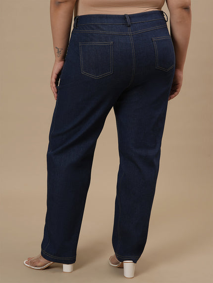 Blue Plus Size Straight Fit Jeans