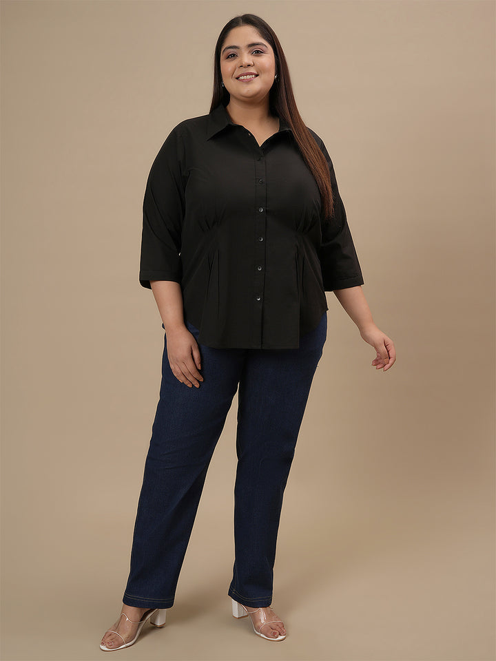 Plus Size Women Straight Fit Stretch Jeans - Blue