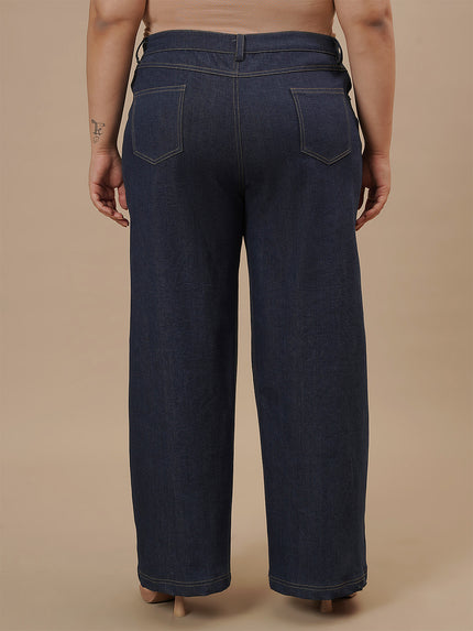 Blue Plus Size Wide Leg Jeans