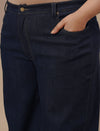 Plus Size Women Wide-leg Stretch Jeans - Blue