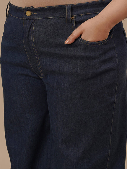 Blue Plus Size Wide Leg Jeans