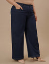 Plus Size Women Wide-leg Stretch Jeans - Blue