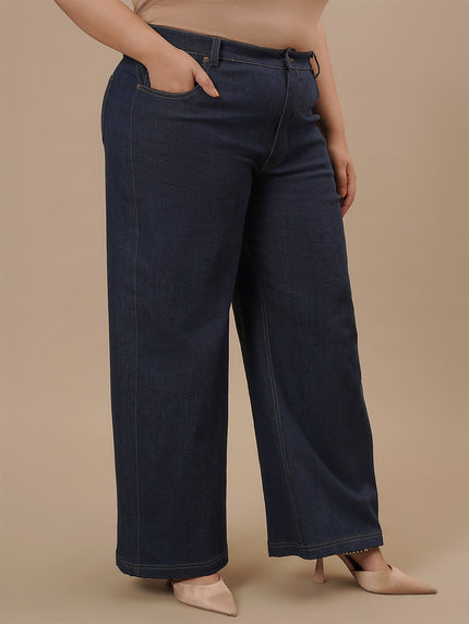 Blue Plus Size Wide Leg Jeans