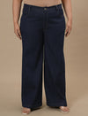 Plus Size Women Wide-leg Stretch Jeans - Blue