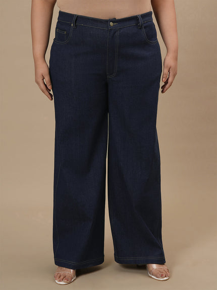 Blue Plus Size Wide Leg Jeans