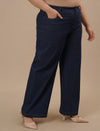 Plus Size Women Wide-leg Stretch Jeans - Blue
