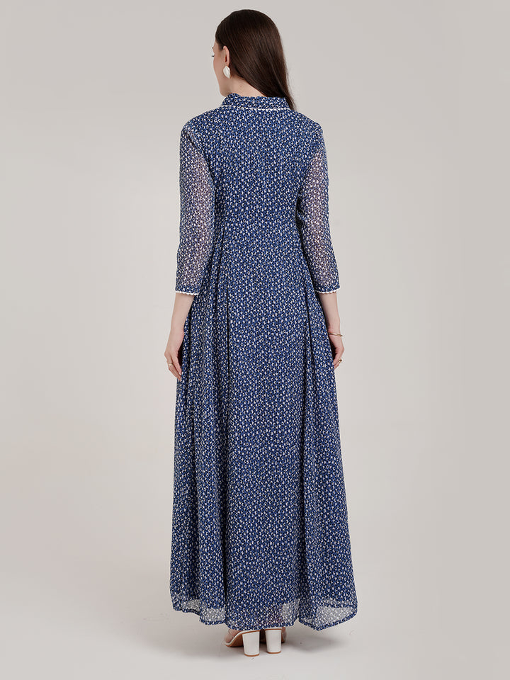 Blue Polka Maternity Maxi Dress