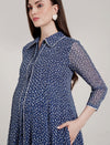 Blue Polka Maternity Maxi Dress