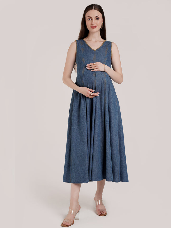 Blue Pregnancy Denim Dress