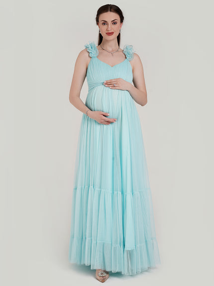 Buy Blue Ruffle Maternity Dress Buy Blue Ruffle Maternity Dress