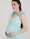 Blue Ruffle Maternity Dress