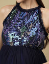 Blue Sequin Maternity Formal Dress