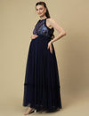 Blue Sequin Maternity Formal Dress