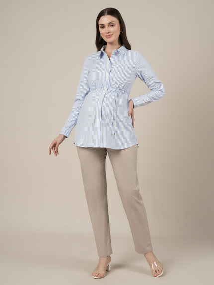 Maternity & Nursing Cotton Collared Formal Shirt