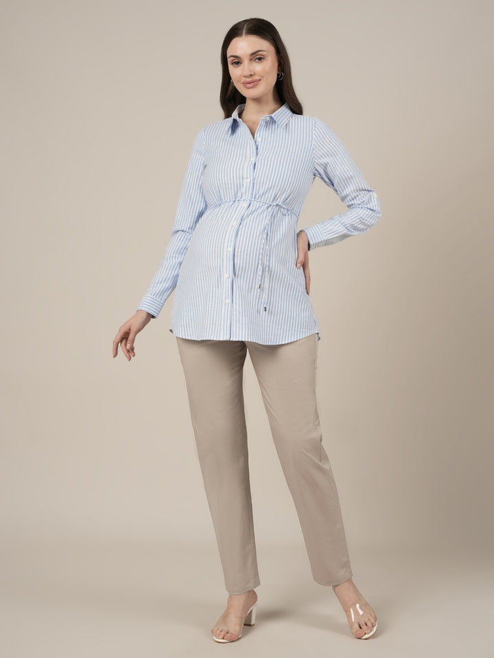 Maternity & Nursing Cotton Collared Formal Shirt