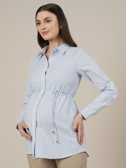 Maternity & Nursing Cotton Collared Formal Shirt