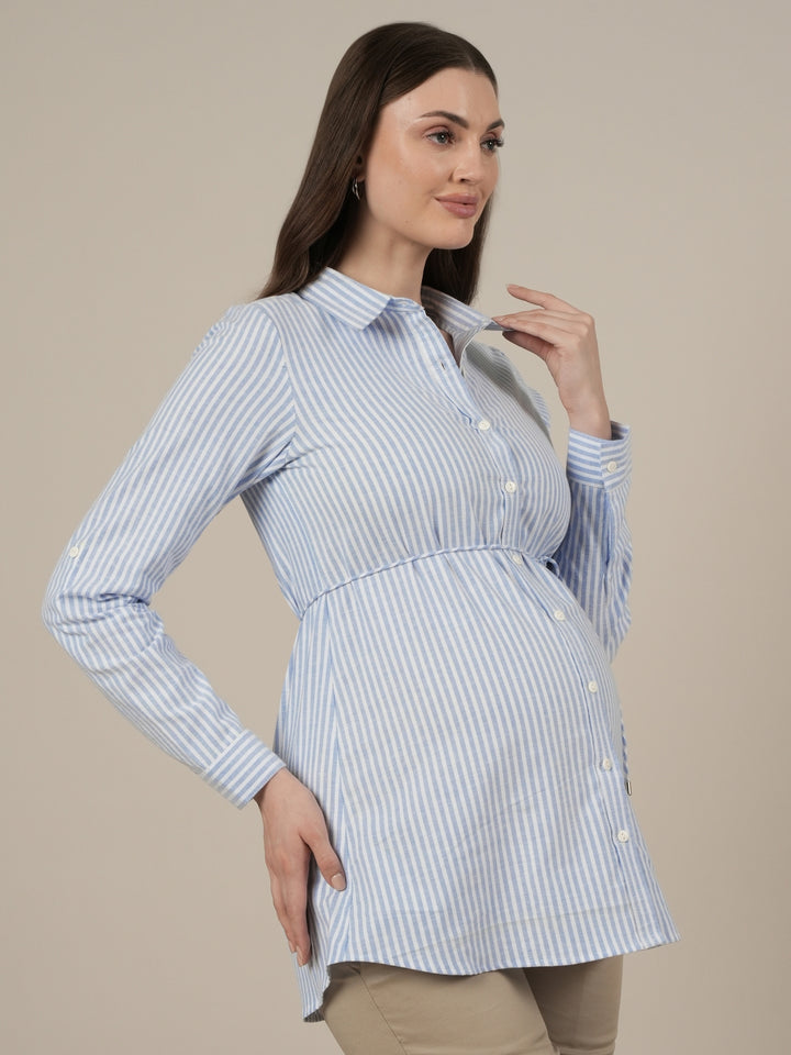 Maternity & Nursing Cotton Collared Formal Shirt