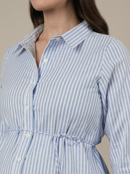 Maternity & Nursing Cotton Collared Formal Shirt