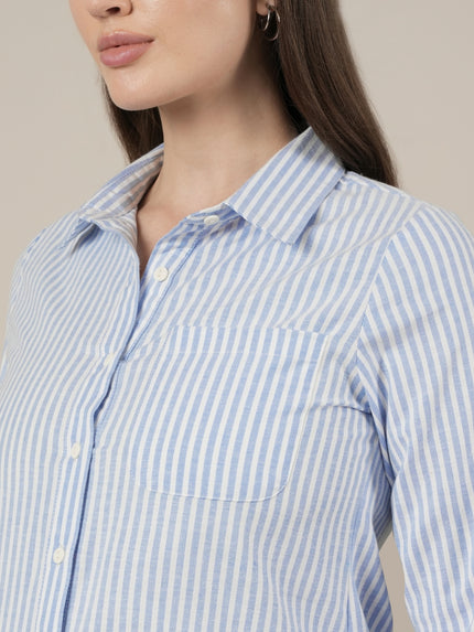 Cotton Maternity & Nursing Formal Shirt with Long Sleeves