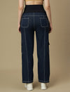 Blue Wide-leg Maternity Cargo Jeans