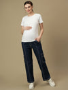 Blue Wide-leg Maternity Cargo Jeans
