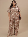 Brown Cotton Plus Size Co-Ord Set