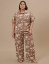 Brown Cotton Plus Size Co-Ord Set