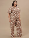 Brown Cotton Plus Size Co-Ord Set