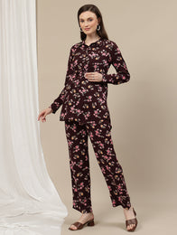 2pc. Brown Floral Maternity Co-Ord Set
