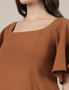 Brown Maternity Cotton A-line Long Dress
