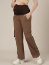 Brown Maternity Cotton Cargo Pants