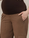 Brown Maternity Cotton Cargo Pants