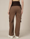 Brown Maternity Cotton Cargo Pants