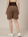 Brown Maternity Cotton High Rise Shorts
