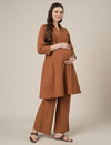 Brown Kurta Palazzo Maternity & Nursing Co-ord Set