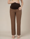 Brown Maternity Cotton Straight Pants