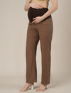 Brown Maternity Cotton Straight Pants