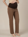 Brown Maternity Cotton Straight Pants