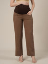 Brown Maternity Cotton Wide Leg Pants