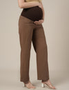 Brown Maternity Cotton Wide Leg Pants