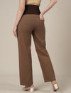 Brown Maternity Cotton Wide Leg Pants