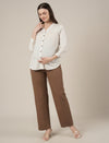 Brown Maternity Cotton Wide Leg Pants