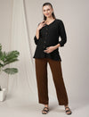 Brown Straight-Fit Maternity Korean Pants