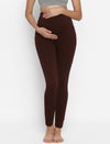 Maternity Cotton High-rise Leggings- Brown
